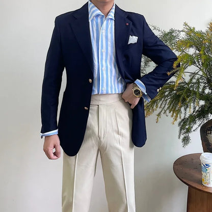 Suit For Mens Groom's Wedding 1 Pieces Slim Fit Blazer Wide Shawl Lapel Luxury Men Suit Custom Made Tuxedo Gold Button