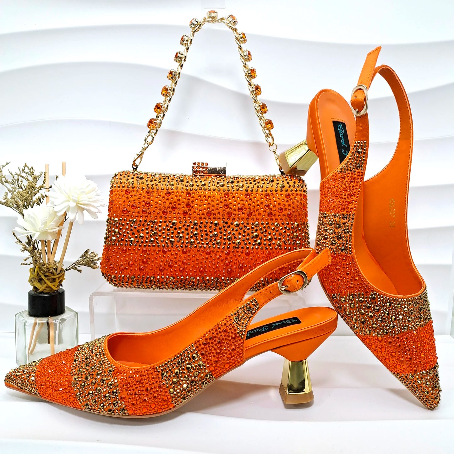 Italian Design Stylish And Elegant Sky Blue Rhinestone Embellished Satin Pointy Toe Pumps And Clutch Bag