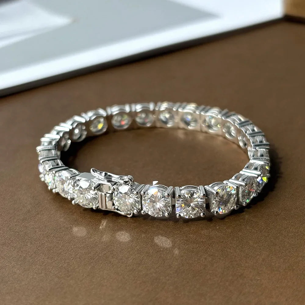 Full Moissanite Tennis Bracelet 925 Silver Plated 18k Gold for Women Man Wedding Party Fine Jewelry Can Pass Diamond Test
