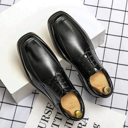 Men's Dress Shoes Classic Formal Leather Shoes For Men Square Toe Social Casual Business Shoes Man Party Wedding Leather Men