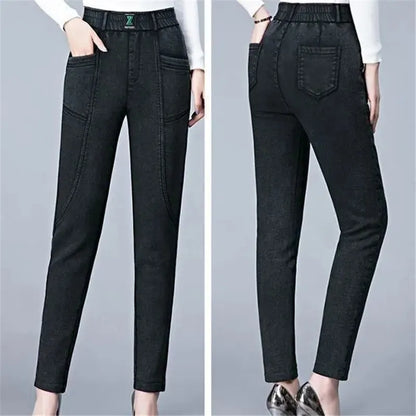Elastic Denim Trousers Women High waist Casual Jeans
