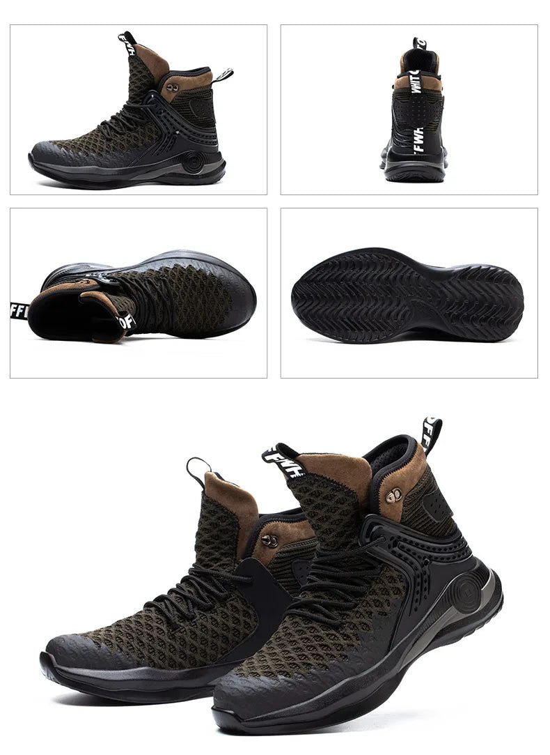 Man Safety Shoes Puncture-Proof Work Sneakers Lightweight Men Steel Toe Shoes Safety Boots Indestructible Work Boots Winter Warm