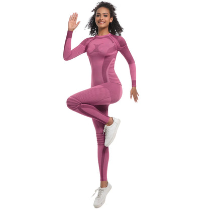 Women Skiwear Set Yoga Set Skiing Underwear Fitness Workout Thermal Gym Ski Snowboarding Running Yoga Exercise Suit Long Johns