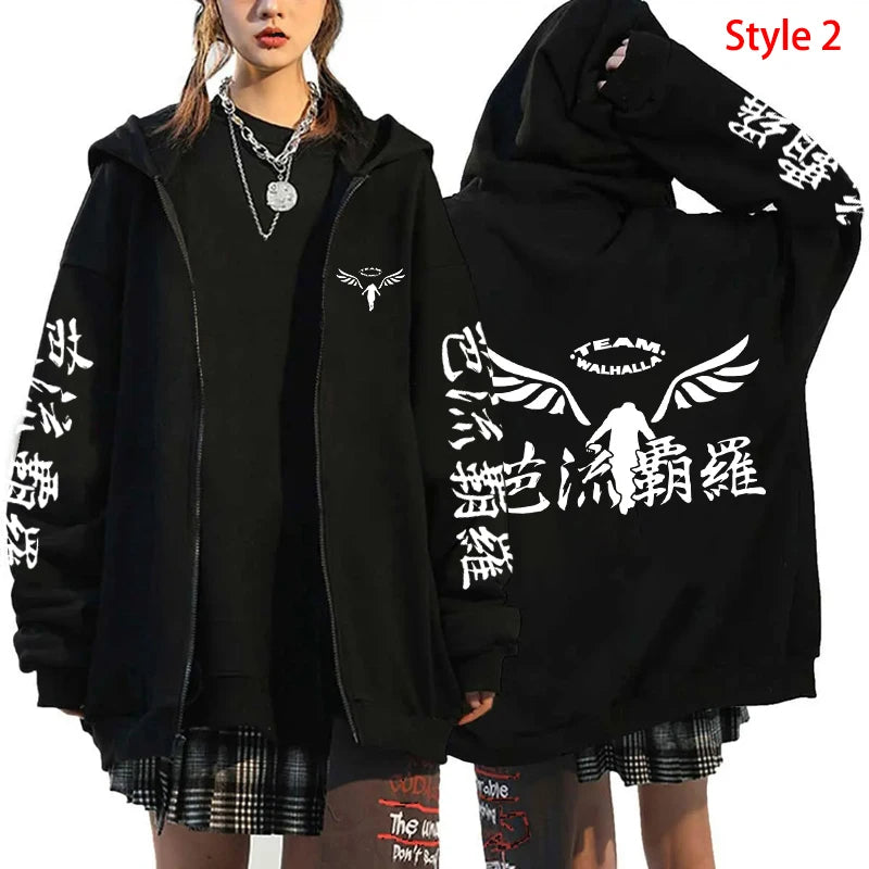 Novo Anime Tokyo Revengers Impresso com Zíper, Moletom com Capuz da Moda para Mulheres e Homens, Cosplay, Casaco Casual de Outono Inverno, Top Esportivo de Manga Longa