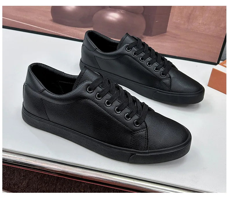 Spring Summer Flat Mens Casual Shoes Soft Pure Black Fashion Male Footwear Cool Young Man Street Style Comfortable