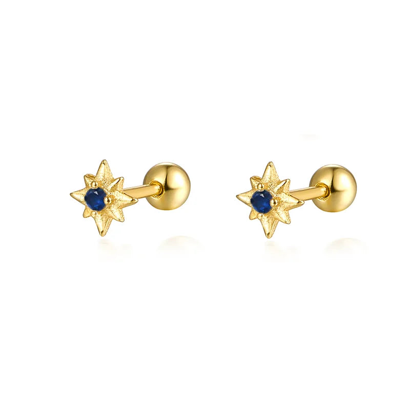 925 Sterling Silver Fashion Love Butterfly Romantic Star Crown Screw Stud Earrings for Women Ear Bone Piercing Jewelry
