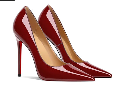 2025 New Black 12cm High Heels Classic Thin Heels Sexy Shallow Mouth Fashion Commuter Large Single Shoes 33-50