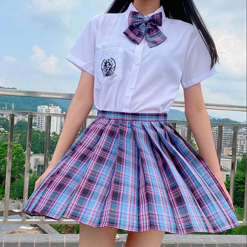 Plaid Women Pleated Skirt Bow Knot Summer High Waist Preppy Girls Dance Mini Skirt Cute A Line Harajuku Sexy Japan Faldas