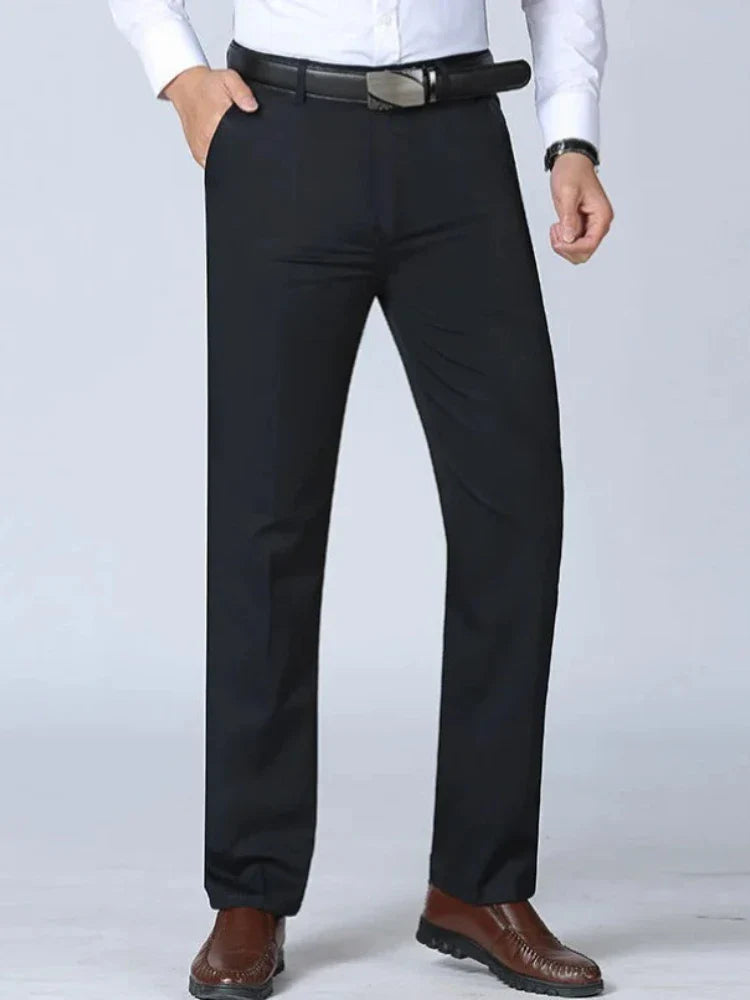 Mens Summer Thin Suit Pants Casual Autumn Thick 100% Cotton Classic Business Fashion Stretch Trousers Male Brand Clothes GOZBKF