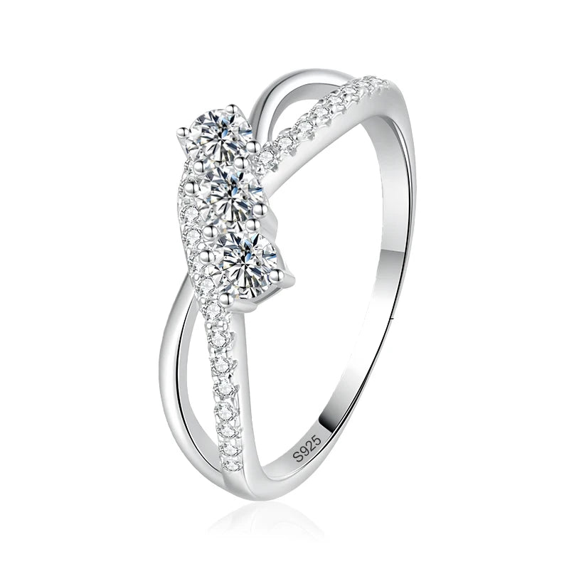 Full Moissanite Ring for Women 925 Sterling Silver with White Gold Plated Wedding Engagement Women's Ring Jewelry Wholesale