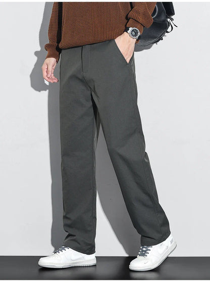 Men's Fashion Casual Straight Pants Baggy Classic Wide Leg Simple Trousers Loose Male Comfortable Soft Quality Pants