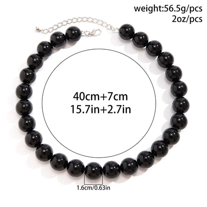 Salircon Gothic Simple Acrylic Red\Black Big Ball Bead Chain Necklace Women's Y2K Korean Clavicle Necklace Trendy Party Jewelry