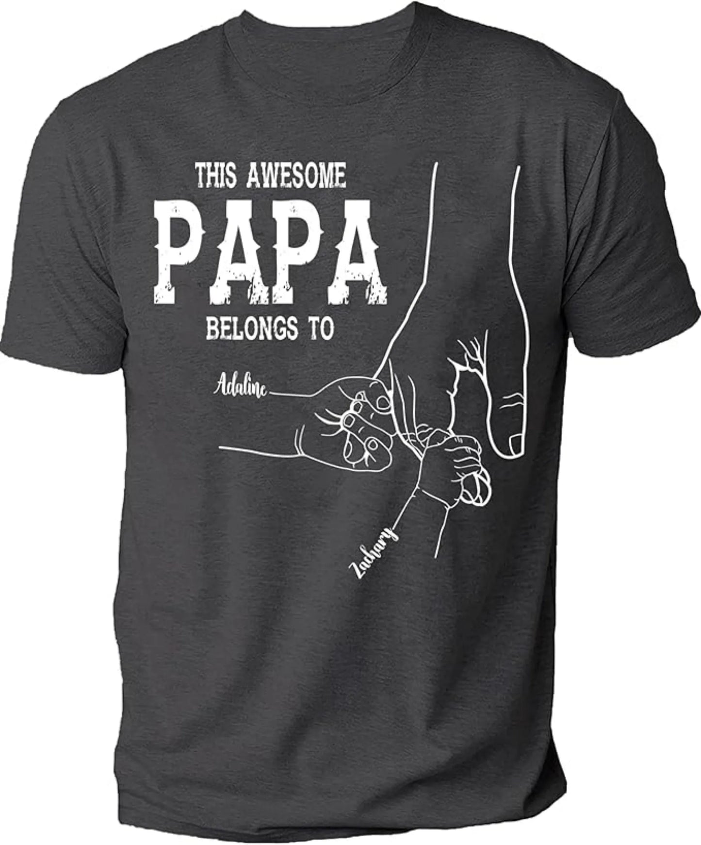 Personalize Best Grandpa Dad Ever Black Shirt - Custom Fist Bump Papa Father w Kid Name T-Shirt S-3XL