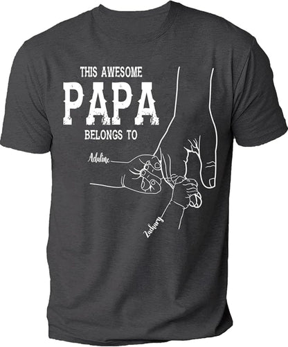 Personalize Best Grandpa Dad Ever Black Shirt - Custom Fist Bump Papa Father w Kid Name T-Shirt S-3XL