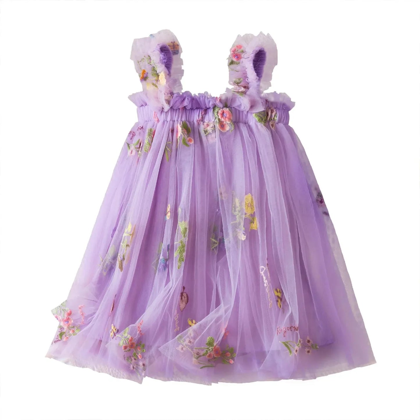 Outdoor Summer Cute Princess Dress Toddler Baby Girls Embroidery Flower Suspender Mesh Dresses Birthday Party Princess Dresses