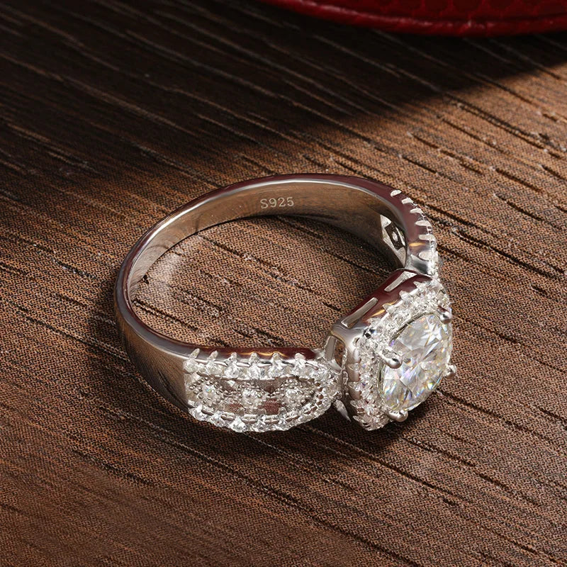 1ct D Color Moissanite Ring for Women GRA Certified Lab Diamond Engagement Wedding Band 925 Sterling Silver Luxury Ring
