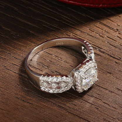 1ct D Color Moissanite Ring for Women GRA Certified Lab Diamond Engagement Wedding Band 925 Sterling Silver Luxury Ring