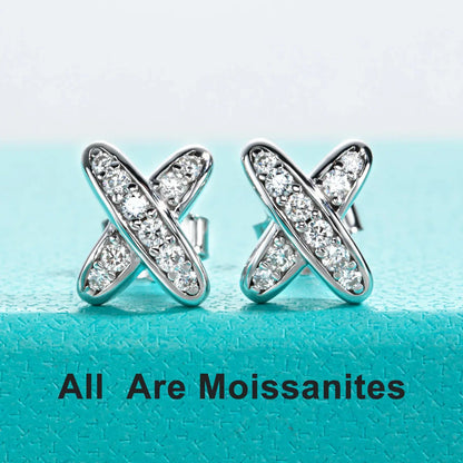 Moissanite Diamond Earrings 925 Sterling Silver D Color VVS1 Moissanite Classic Cross Stud Earrings For Woman Jewelry