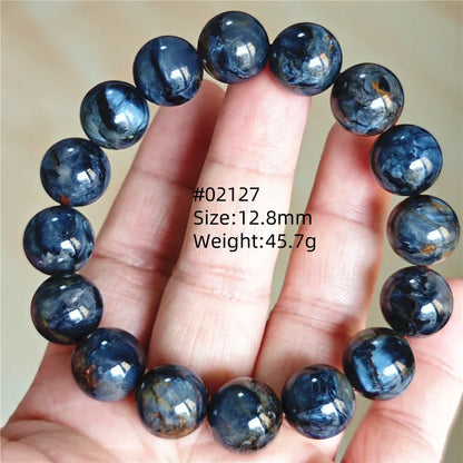 Natural Blue Pietersite Bracelet Women Men Beads Round Beads Chatoyant Cat Eye Fire Pietersite Namibia AAAAAA