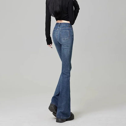 Woman High Waist Flare Jeans Girls High Street Bell Bottom Pants