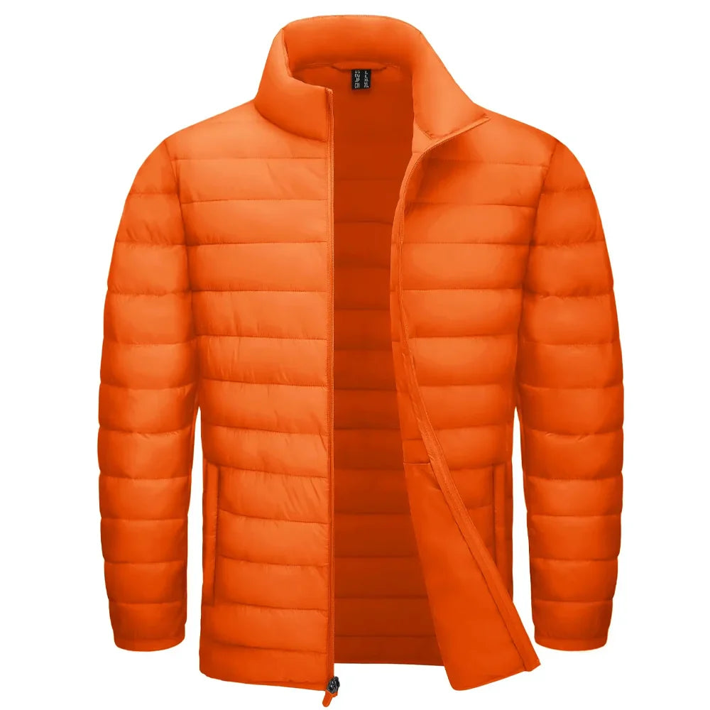 Stand Collar Lightweight Puffer Jackets Mens Quilted Jacket Water Resistant Ripstop Down Insulated Windbreaker Coats