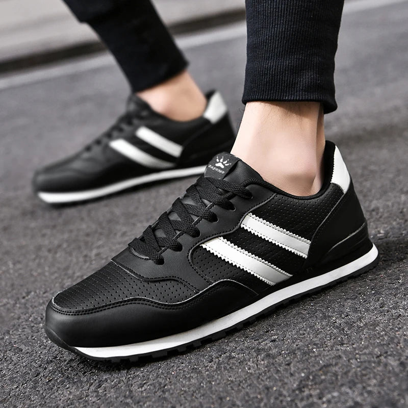 High Quality Men's Vulcanized Sneakers Leather Casual Shoes Breathable Mesh Men Tennis Shoes Male Flat Shoe Zapatillas Hombre