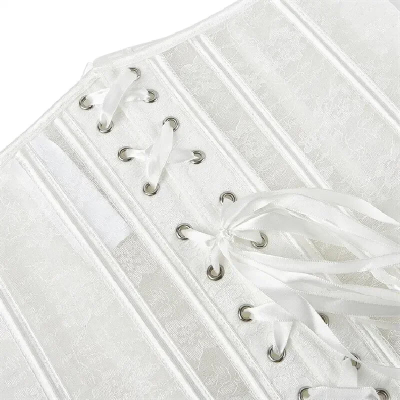 Women Underbust Corset Tops Black White Transparent Mesh Lace Bustier Plastic Bones Basques Body Shaper Waist Cincher Korset