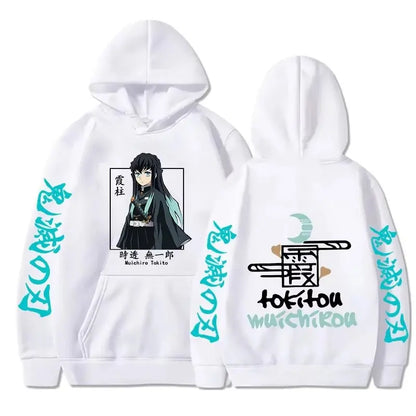 New Autumn Winter Anime Demon Slayer Men Hoodies Plus Size Sweatshirt Harajuku Muichiro Tokito Printed Hooded Pullover Y2k Tops