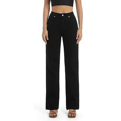 Ins Fashion Jeans Women Comfortable High Waisted White Jeans Girls Thin Stretch Denim Pants Female Straight Leg Trousers