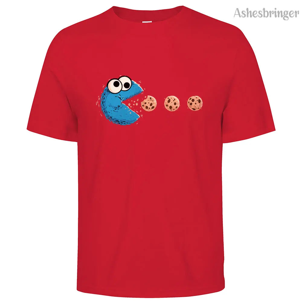 Mens Cotton Funny NomNom-Cookie Adventure Graphic T Shirt on Unisex Street Casual Style Tee for Men and Women