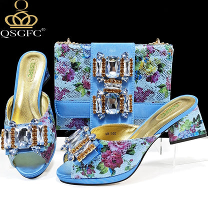Italian Sandals and Bags Matching Set 2026 Women Heel Party for Rose Gold Colour Wedding Bigger Size Thick Heel Shoes