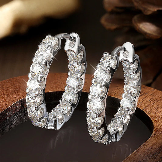 2.6ct D Color Moissanite Earring 925 Sterling Sliver Plated White Gold Hoop Earring for Women Wedding Party Jewelry