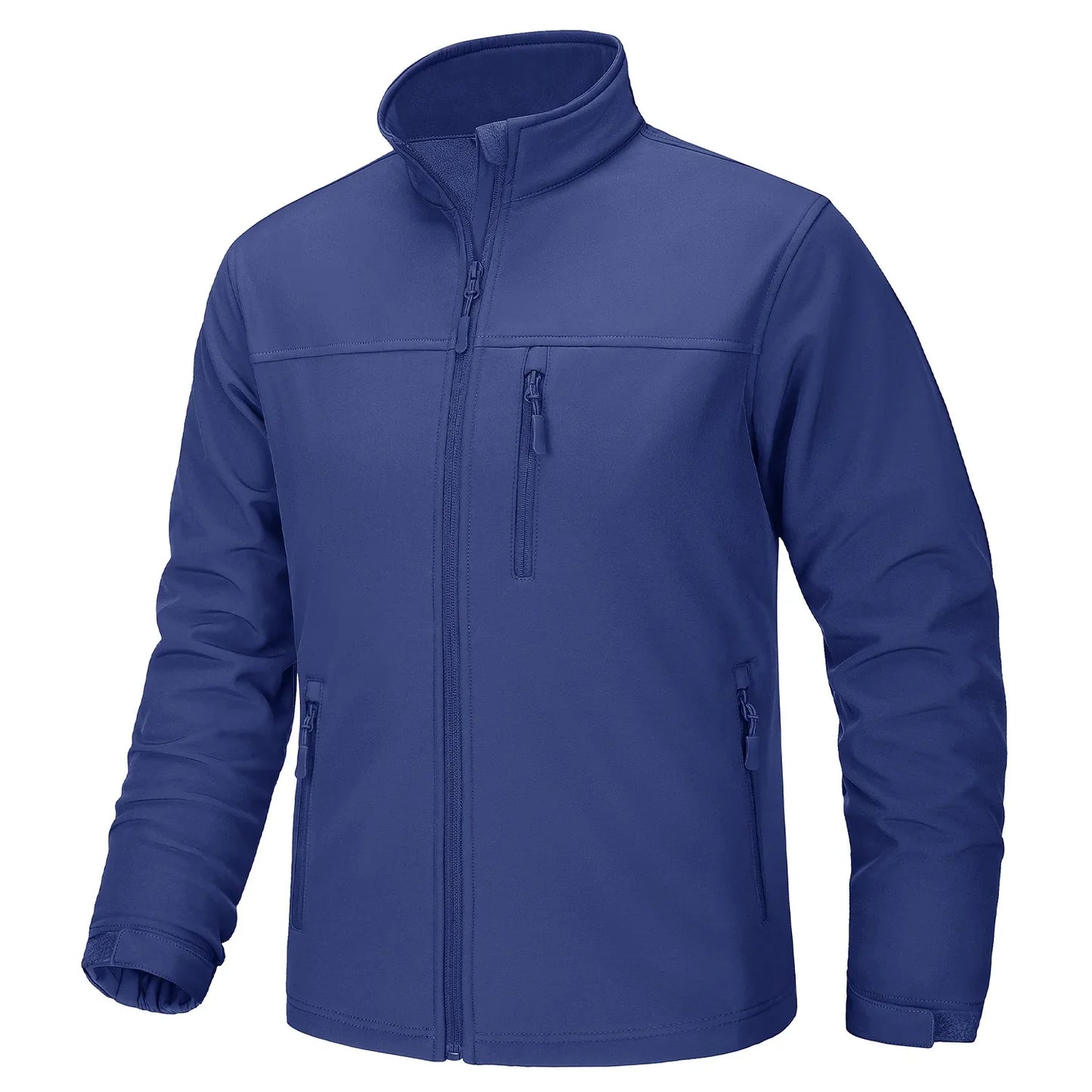 Waterproof Fleece Lining Windbreaker Mens Winter Work Jackets Zipper Pocket Casual Coats Full Zip Outwear Tops