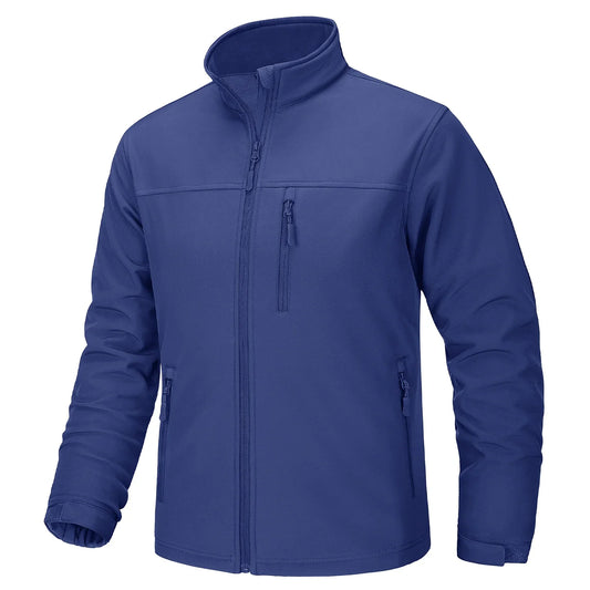 Waterproof Fleece Lining Windbreaker Mens Winter Work Jackets Zipper Pocket Casual Coats Full Zip Outwear Tops