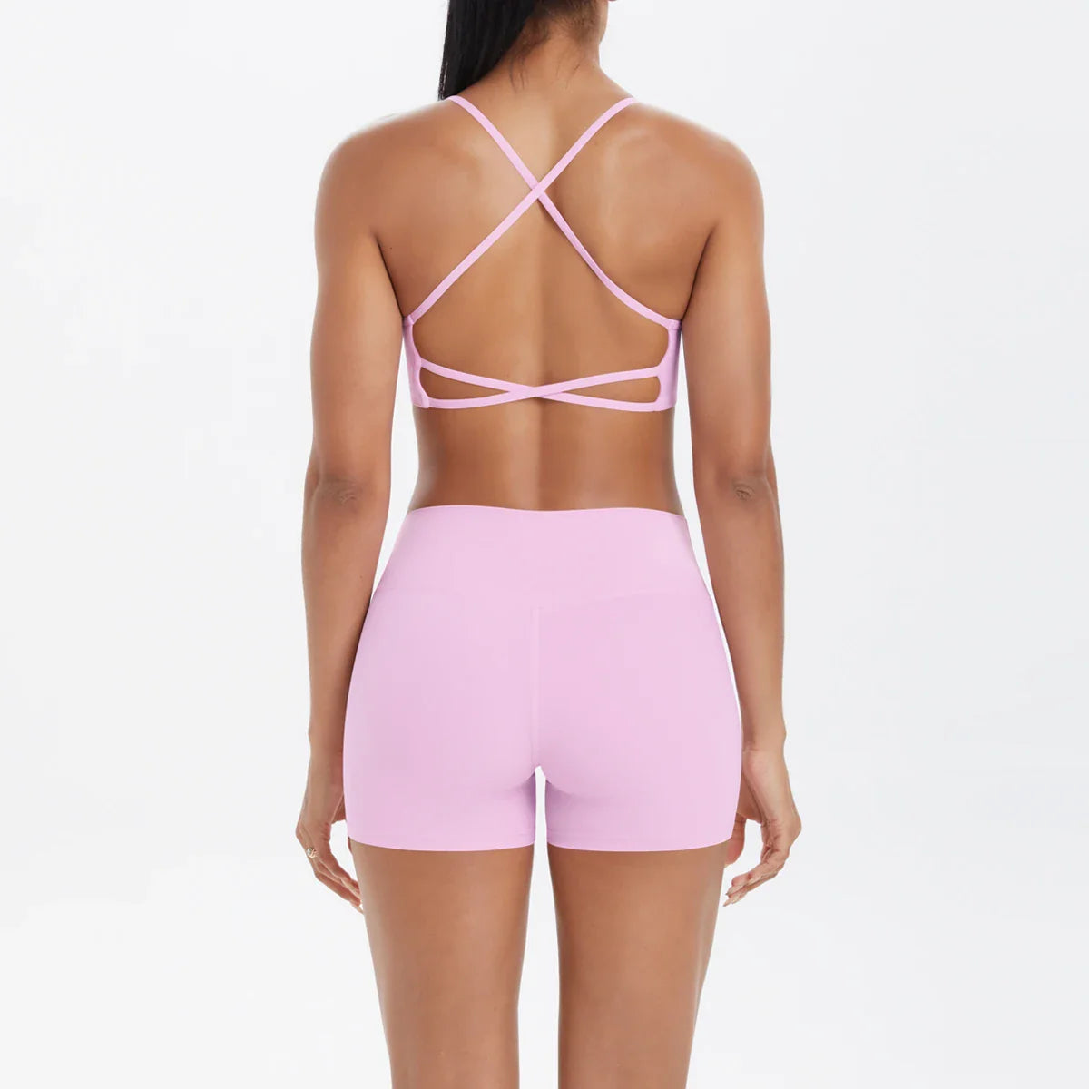 2PCS Yoga Clothes  Halter Yoga Top Set Fitness Gym Suit Crossover Back Sports Underwear Workout Gym Shorts Fitness High Waist