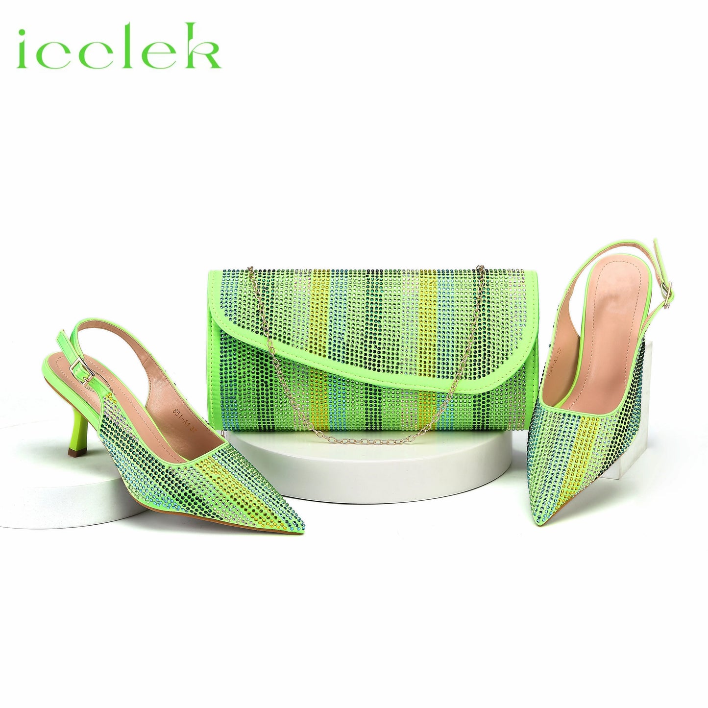 Italian Design African Women's High Heels Pointed Toe Sandals Party Wedding Party Magenta Color Shoes and Bags Set