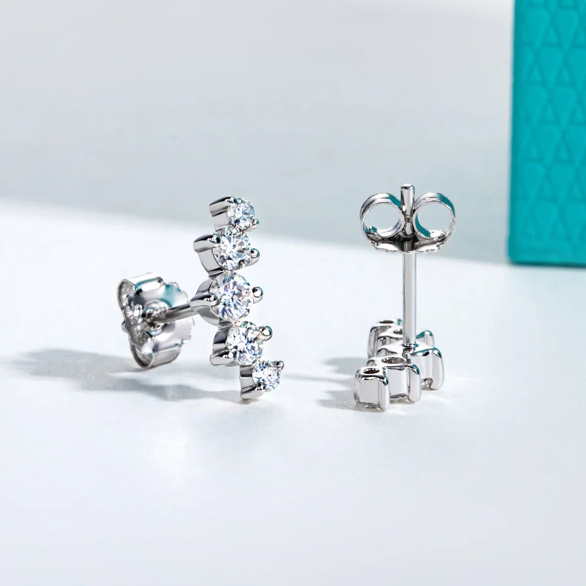 1.04cttw Moissanite Stud Earrings 925 Sterling Silver Gold Plated Lab Created Diamond Smile Earrings For Women Jewelry