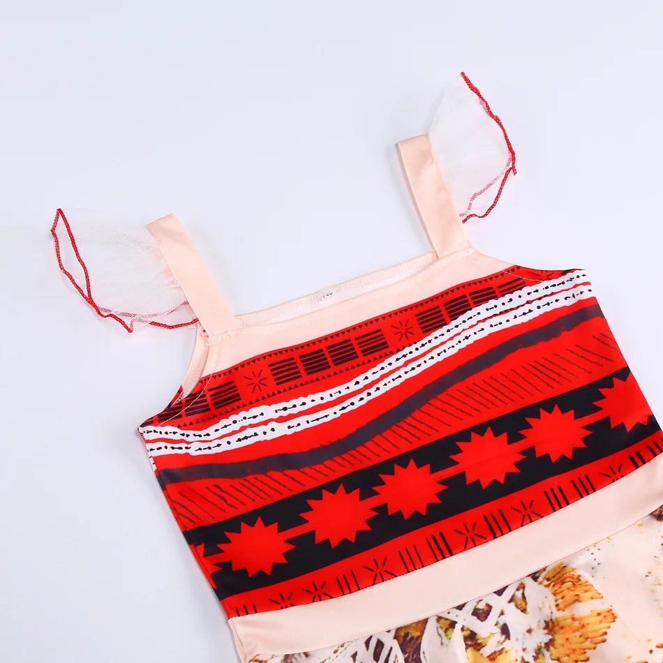 Vestido Moana Casual para Menina 2024, Aventura no Oceano, 2 Fantasias de Vaiana Chique, Traje de Halloween Princesa, Roupa de Verão, Vestido