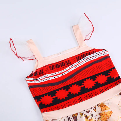 Vestido Moana Casual para Menina 2024, Aventura no Oceano, 2 Fantasias de Vaiana Chique, Traje de Halloween Princesa, Roupa de Verão, Vestido