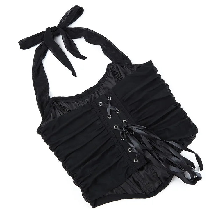 Corset Halter Crop Top Women Camisole Short Cropped Tank Tops Summer Sexy Elegant Nightclub Evening Party Female Clothes