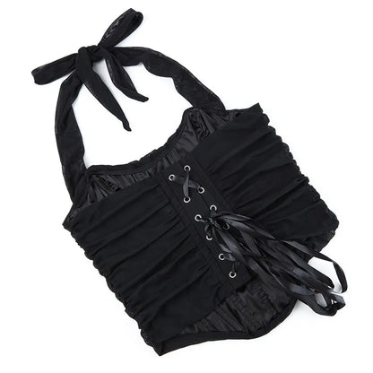 Corset Halter Crop Top Women Camisole Short Cropped Tank Tops Summer Sexy Elegant Nightclub Evening Party Female Clothes