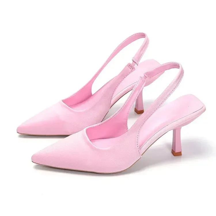 Summer Women Heels Sandals Red Pointed Slingback Sandals Shoes Green Black Purple Kitten Heels Party Prom Ladies Stilettos