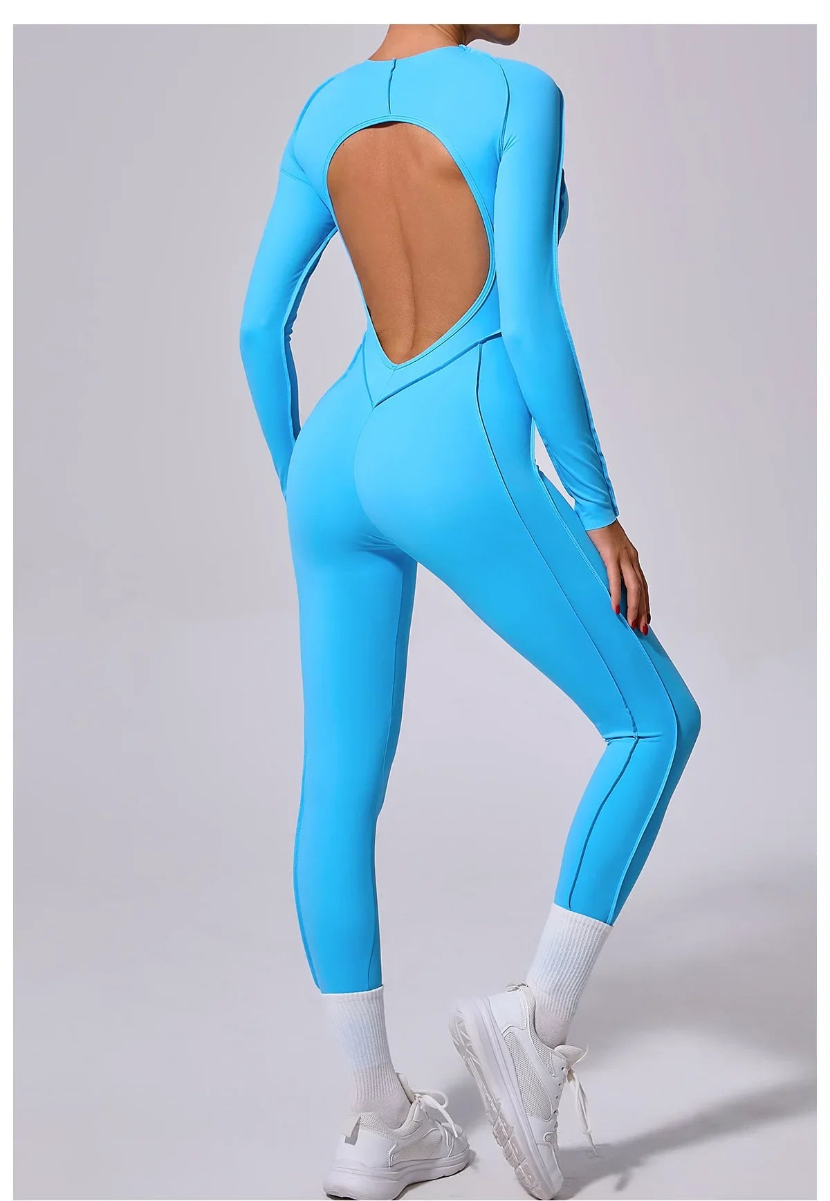 Women's High Elasticity Sports Bodysuit Kit Yoga Fitness Jumpsuit Open Back Hip-Lift Outdoors Gym Workout Sexy Fitness Outfit