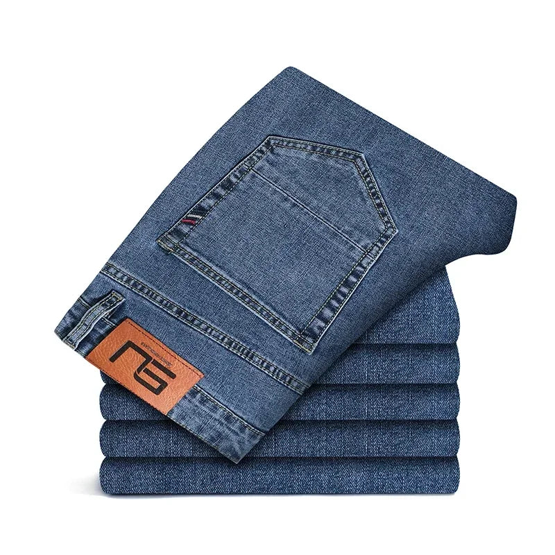 2026 Men White Jeans Fashion Casual Classic Style Slim Fit Soft Trousers Male Brand Advanced Stretch Pants