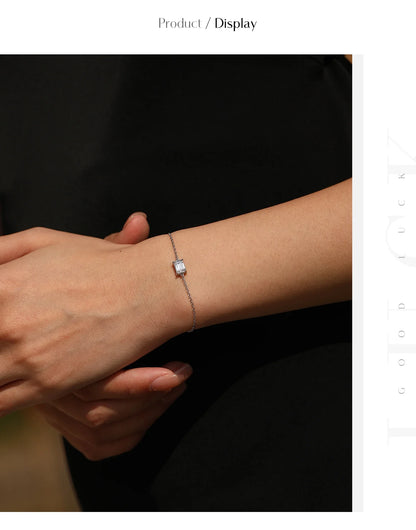 Emerald Cut D Color Rectangle Moissanite Bracelet 925 Sterling Silver Luxury Link Chain Bracelet For Women Fine Jewelry