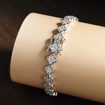 D VVS1 Moissanite Tennis Bracelet 2mm Diamond GRA Certified s925 Sterling Silver Four Leaf Clover Bracelets for Women