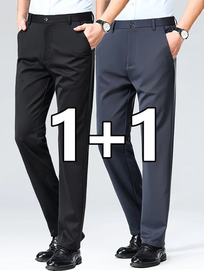 Men's 2-Pack Slim Fit Stretch Dress Pants - Navy Blue Business Casual Trousers, Wrinkle-Resistant Office Work Pants for Daily We