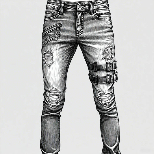 New 2025 Fashion Men's Pants Casual Jeans Men's Thigh Zipper Design Straight leg Jeans Pants Large Size S-4Xl