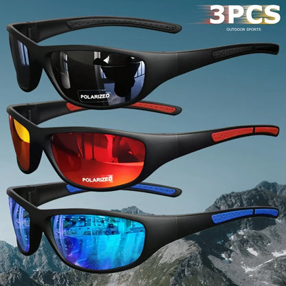 1/3PCS Unisex Polarized Sports Sunglasses Photochromic Wraparound Lenses for Cycling Fishing Driving Night Vision