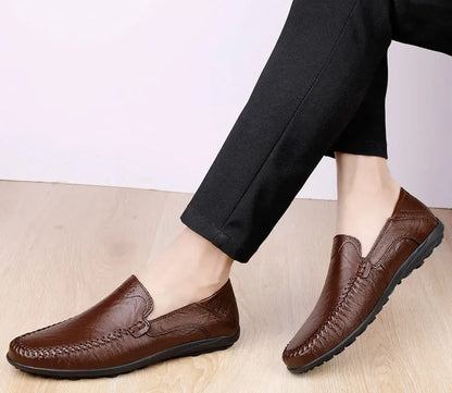 Men's Business Casual Shoes Leather Stitching Comfortable Breathable Rubber Bottom Second Layer Cowhide